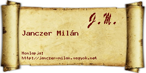 Janczer Milán névjegykártya
