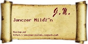 Janczer Milán névjegykártya